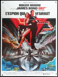 1a0390 SPY WHO LOVED ME French 1p 1977 Bob Peak art of Roger Moore as James Bond & Caroline Munro!