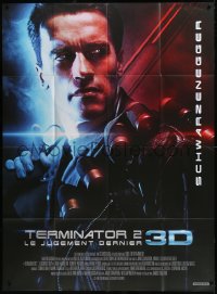 1a0393 TERMINATOR 2 French 1p R2017 great super close up of cyborg Arnold Schwarzenegger, 3-D!