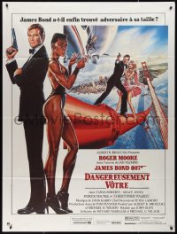 1a0404 VIEW TO A KILL French 1p 1985 Daniel Goozee art of Roger Moore as James Bond & Grace Jones!