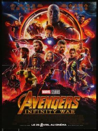 1a1931 AVENGERS: INFINITY WAR advance French 16x22 2018 Robert Downey Jr., Marvel Comics cast montage!