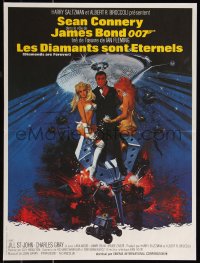 1a1935 DIAMONDS ARE FOREVER French 17x22 R1980s Sean Connery as James Bond 007 by Robert McGinnis!