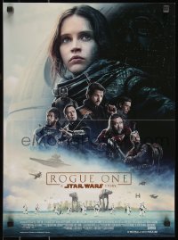 1a1948 ROGUE ONE French 16x22 2016 A Star Wars Story, Felicity Jones, cast montage, Death Star!