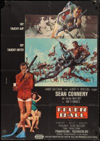 1a0479 THUNDERBALL German 33x47 1965 McGinnis & McCarthy art of Sean Connery as James Bond!