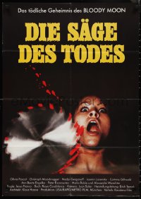 1a0558 BLOODY MOON German 1981 Jess Franco, gruesome Fischer art of girl cut and saw blade!