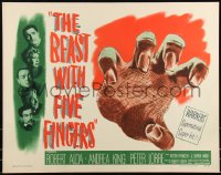 1a2079 BEAST WITH FIVE FINGERS style A 1/2sh 1947 Peter Lorre, Robert Alda, Andrea King, hand art!