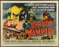 1a2086 BLOOD OF THE VAMPIRE 1/2sh 1958 he begins where Dracula left off, Joseph Smith art, rare!
