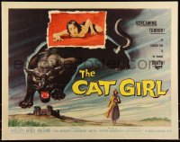 1a2088 CAT GIRL 1/2sh 1957 cool black panther & sexy girl art, to caress her is to tempt DEATH!