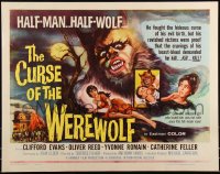 1a2096 CURSE OF THE WEREWOLF 1/2sh 1961 Hammer, art of monster Oliver Reed looming over scared girl!