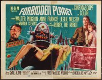 1a2107 FORBIDDEN PLANET style A 1/2sh 1956 art of Robby the Robot carrying sexy Anne Francis, rare!