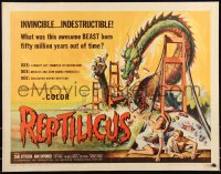 1a2152 REPTILICUS 1/2sh 1962 indestructible 50 million year-old giant lizard destroys bridge!