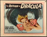 1a2153 RETURN OF DRACULA 1/2sh 1958 art of sexy girl being grabbed by vampire monster, rare!