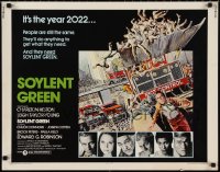1a2161 SOYLENT GREEN 1/2sh 1973 art of Charlton Heston trying to escape riot control by John Solie!