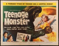 1a2168 TEENAGE MONSTER 1/2sh 1957 great art of wacky beast attacking sexy Anne Gwynne in bed!