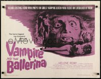 1a2174 VAMPIRE & THE BALLERINA 1/2sh 1962 blood-lusting vampire queen fiend who preys on girls!