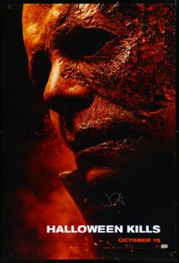 1a2510 HALLOWEEN KILLS signed teaser DS 1sh 2021 by John Carpenter, close-up of Michael Meyers' mask!