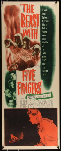 1a1742 BEAST WITH FIVE FINGERS insert 1947 Peter Lorre, your flesh will creep at hand that crawls!