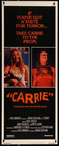 1a1749 CARRIE insert 1976 Stephen King, Sissy Spacek before & after her bloodbath at the prom!
