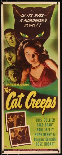1a1751 CAT CREEPS insert 1946 cool art of Lois Collier, it will scare you out of your skin, rare!