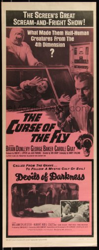 1a1756 CURSE OF THE FLY/DEVILS OF DARKNESS insert 1965 great scream-and-fright double-bill!