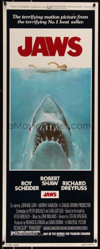 1a1782 JAWS insert 1975 Steven Spielberg's classic movie & image, much more rare than the one-sheet!