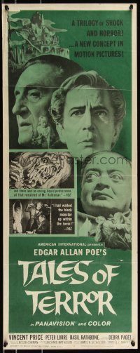 1a1807 TALES OF TERROR insert 1962 montage of Peter Lorre, Vincent Price & Basil Rathbone, rare!