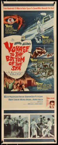 1a1812 VOYAGE TO THE BOTTOM OF THE SEA insert 1961 fantasy sci-fi art of scuba divers & sea monster!
