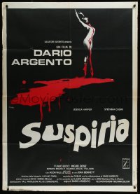 1a0209 SUSPIRIA Italian 1p 1977 Argento, ultra rare bloody decapitated woman art and white title!