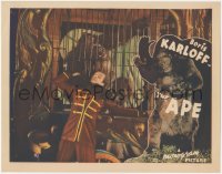 1a0749 APE LC 1940 great image of the fake gorilla in cage strangling man through the bars!