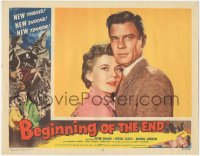 1a0758 BEGINNING OF THE END LC #6 1957 close up of scientist Peter Graves & pretty Peggie Castle!