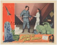 1a0759 BEYOND THE TIME BARRIER LC #7 1959 Arianne Ulmer points gun at Clarke as mutants attack!