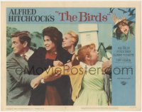 1a0708 BIRDS LC #1 1963 Hitchcock, great close up of Rod Taylor, Suzanne Pleshette & Tippi Hedren!