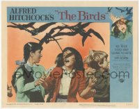 1a0707 BIRDS LC #3 1963 Alfred Hitchcock, wonderful close image of terrified kids attacked by birds!