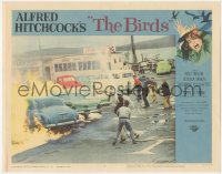 1a0711 BIRDS LC #8 1963 Alfred Hitchcock classic, cars on fire caused by bird attack, people panic!