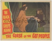 1a0776 CURSE OF THE CAT PEOPLE LC 1944 Simone Simon & Ann Carter on stairs by dead woman, rare!