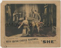 1a0862 SHE LC 1925 Carlyle Blackwell about to stab Betty Blythe, H. Rider Haggard, ultra rare!