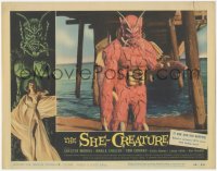 1a0864 SHE-CREATURE LC #2 1956 best close up of the wild female monster from Hell under pier!