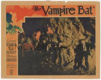 1a0881 VAMPIRE BAT LC 1933 scared Dwight Frye runs from angry mob with torches in cave!