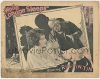 1a0885 WHILE LONDON SLEEPS LC 1926 creepy guy attacks Helene Costello, Rin Tin Tin in border, rare!
