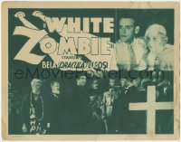 1a0742 WHITE ZOMBIE TC R1938 Bela Lugosi standing with undead & cool artwork of eyes shooting rays!