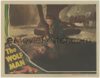 1a0887 WOLF MAN LC 1941 Maria Ouspenskaya finds unconscious Lon Chaney Jr. as the monster, rare!