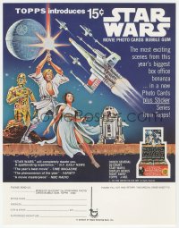 1a0505 STAR WARS Topps trading card order form 1977 movie photo cards bubble gum, cool Napoli art!