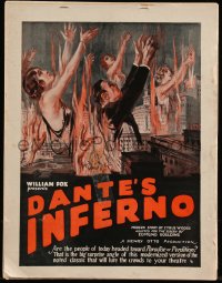 1a0618 DANTE'S INFERNO pressbook 1924 great different art of people writhing in Hell, ultra rare!