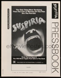 1a0657 SUSPIRIA pressbook 1977 classic Dario Argento horror, cool close up screaming mouth image!