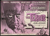 1a0659 TERROR pressbook 1963 art of Boris Karloff & girls in web by Reynold Brown, Roger Corman