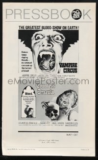 1a0665 VAMPIRE CIRCUS/COUNTESS DRACULA pressbook 1972 Hammer's greatest blood show ever!