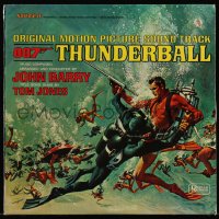1a0604 THUNDERBALL soundtrack record 1965 McCarthy art of Connery as James Bond, movie music!