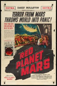 1a1330 RED PLANET MARS 1sh 1952 threat from outer space may mean the end of Earth, newspaper art!