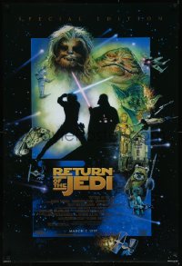 1a2606 RETURN OF THE JEDI style D advance DS 1sh R1997 George Lucas classic, art by Drew Struzan!