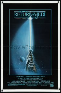 1a1333 RETURN OF THE JEDI 1sh 1983 George Lucas, art of hands holding lightsaber by Reamer!