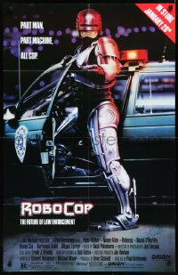1a0507 ROBOCOP signed 25x39 video poster 1987 by Peter Weller, who is part man, machine, all cop!